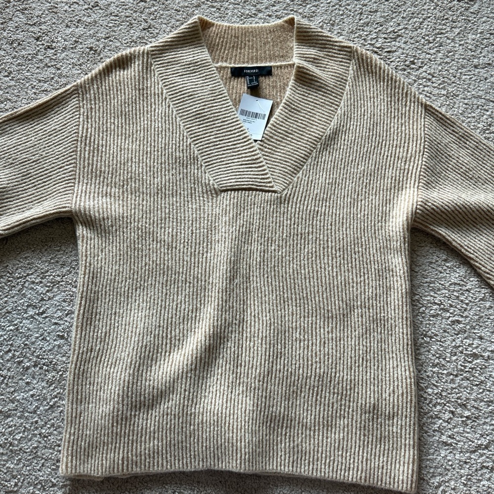 Forever 21 Camel Ribbed Knit Top